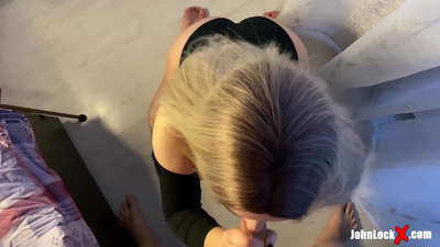 Ruĝharulo Suĉante Dikon kaj Fikante, Akirante Spermon sur Ŝian Pugon